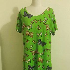 Neon green butterfly vintage 90s dress